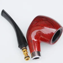 Классический красный деревянный стиль зерна смолы трубы дымоход фильтр длинные курительные трубки для курения табака сигары наргиле дымоизмельчитель дыма LF07