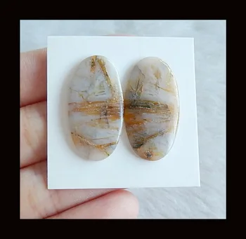 

Bamboo Agate fashion Earring Cabochon Pairs,28x15x4mm,4.8g