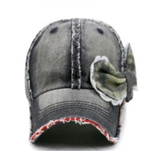 Женские осенние хлопковые кепки, женские летние джинсовые шляпы с бантом, женские регулируемые бейсболки, женские джинсовые кепки с бантом