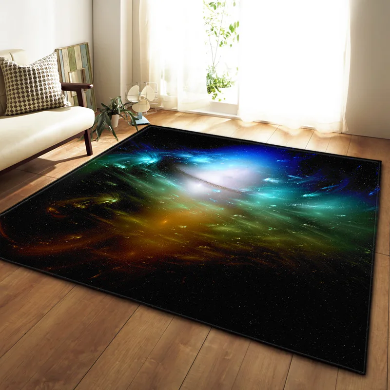 3D Galaxy Space Stars Carpets for Living Room Bedroom Area Rug Parlor Tea Table Decor Mat Soft Flannel Large Size Rug and Carpet