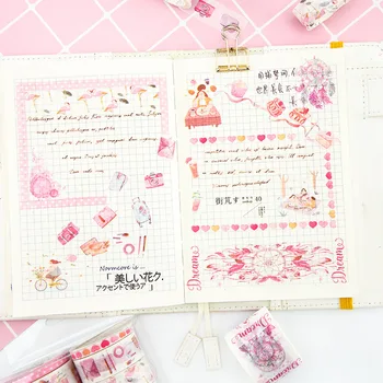 

Coloffice 8PCs/Set Ancient Style Masking Tape Small Fresh Girl Handbook Sticker Foundation Washi Tape Kawaii Pattern Stickers