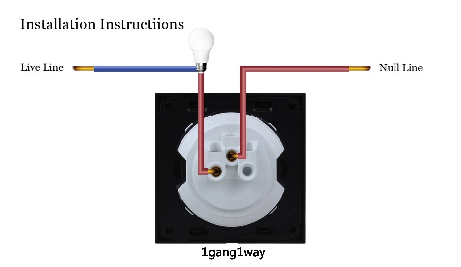 WELAIK UK standard-Crystal Glass-Panel Push-Button Switch-Wall Light-Switch AC110-250V 1Gang-1Way B1711W