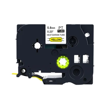 

5PCS Label Tape for Brother HS2-611 Black on Yellow 5.8mm x 1.5M Compatible for Brother p-touch Heat Shrink Tube Label Tapes