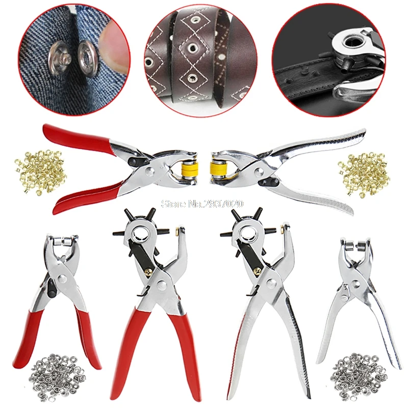 128Pcs/Set Leather Hole Punch Repair Tool Eyelets Grommets + Pliers Kit
