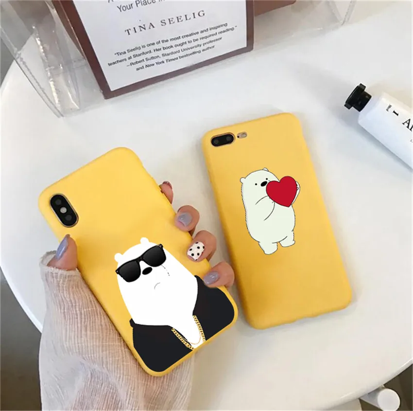 

Cute We Bare Bears Ice Bear phone Case For iPhone X 7 Plus XS 10 Case Silicone Phone Cover For iPhone 6S 8 6 Plus XS Max Case