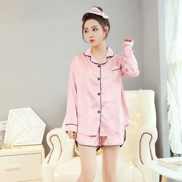 Women Nightwear Long Sleeve Sleeping Clothes Pajamas Sleep Wear Soft
