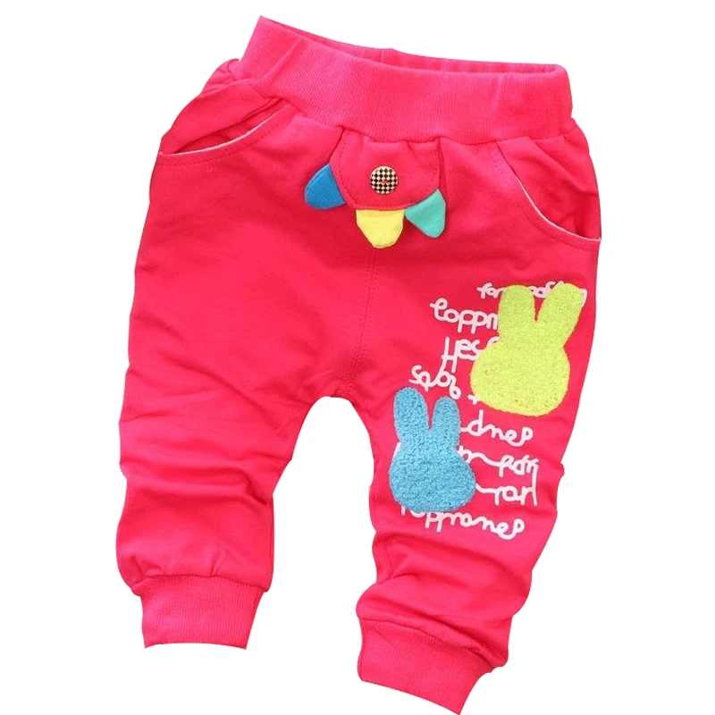 

2015 spring new 1pcs Korean girls cartoon rabbit baby harem pants embroidered towels baby pants 7-24 months baby girl pants