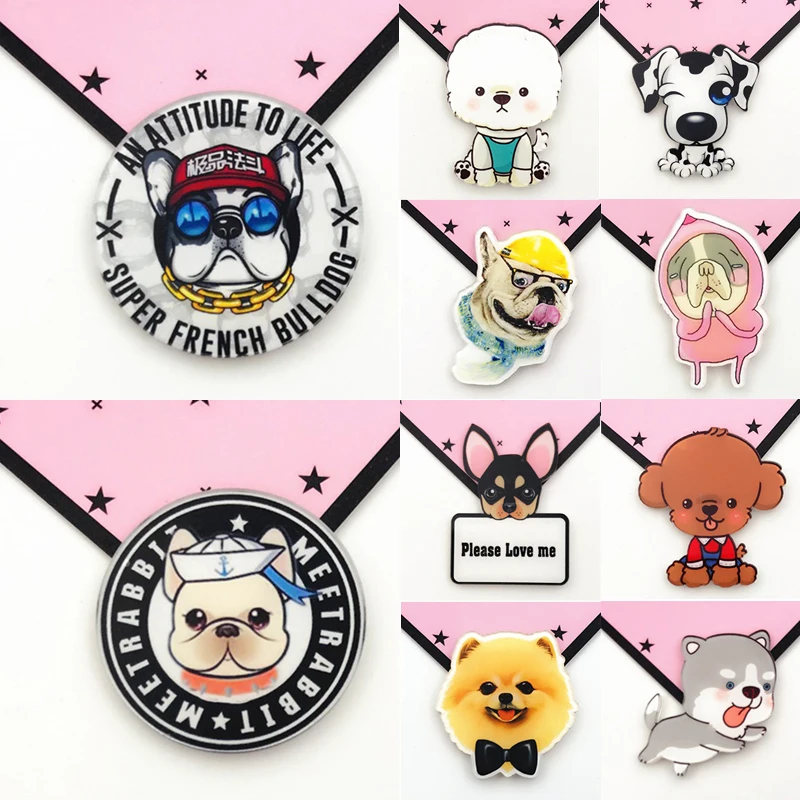 Brooch High Quality Cartoon 1PC Acrylic Badges Animals For Backpacks Harajuku Cute Dog Pins For Clothes Hot Sale Kawaii Cat