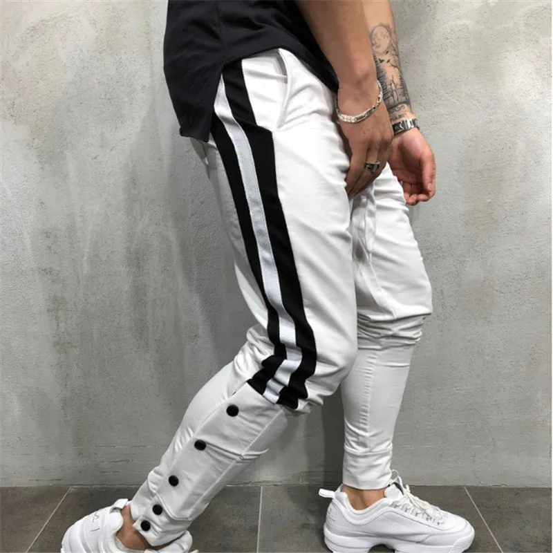New Men Casual Sports Pants Gym Slim Fit Trousers Tracksuit Bottoms Skinny Joggers Sweat Drwastring Track Pants
