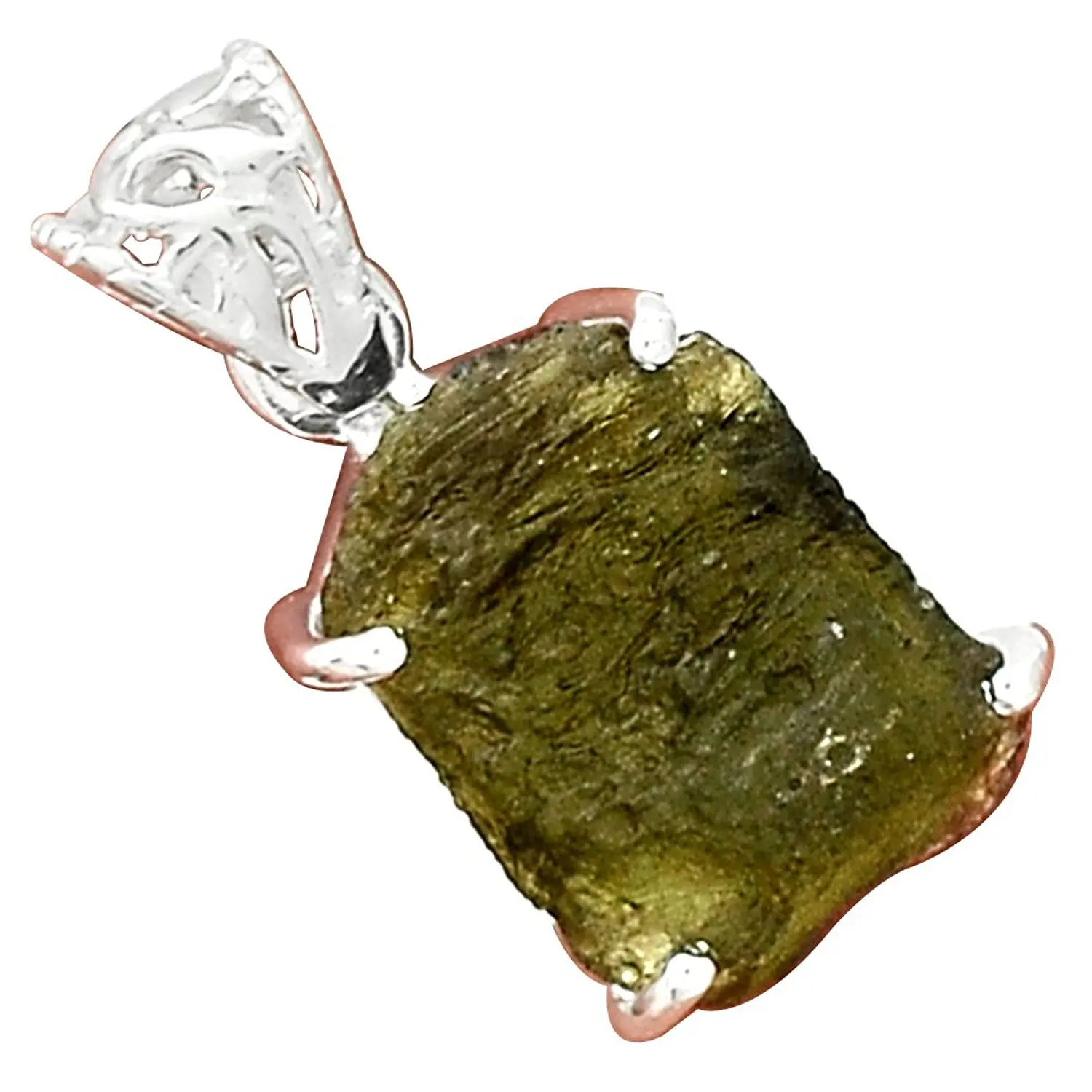 

Lovegem Nature MOLDAVITE Pendant 925 Sterling Silver, 29.6 mm, MHBAP4816