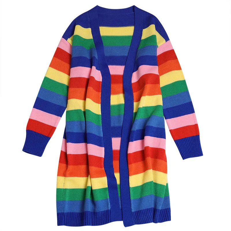2019 Women Sweater Autumn And Winter New Rainbow Striped