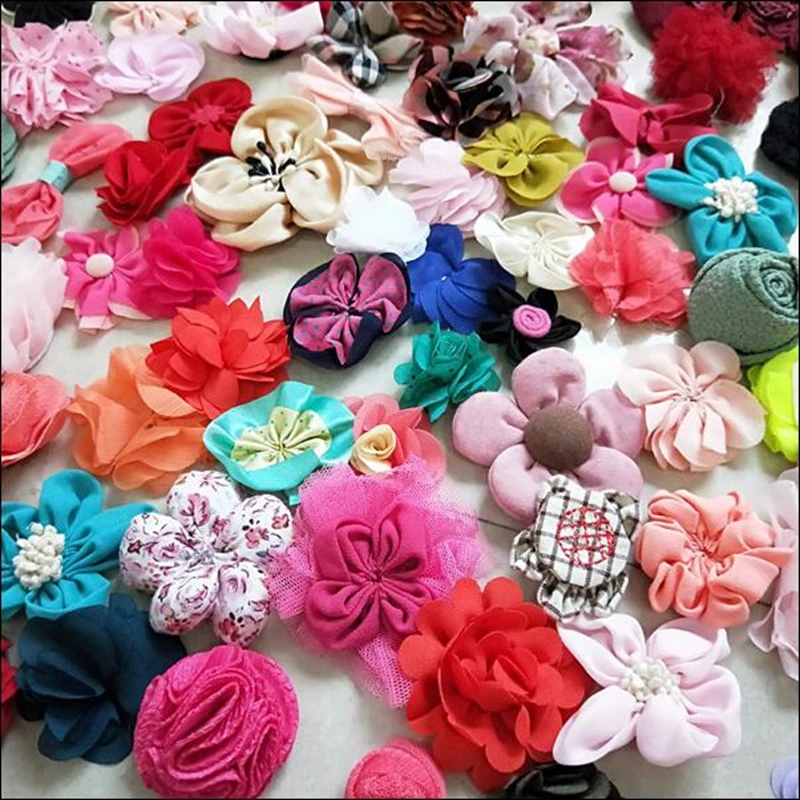 

100pcs/lot Mix Colors Silk Flowers Handmade Flower Head For Wedding party Scrapbook Decoration DIY Sewing Clothes Accessories
