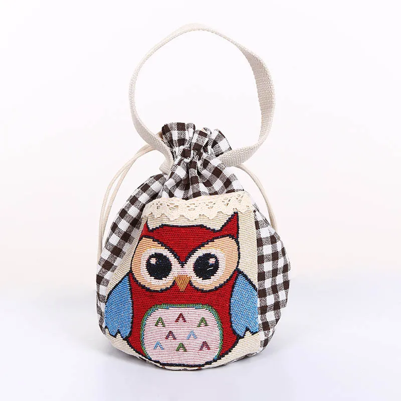 

New Arrival Cute Women Wallets Floral Animal Owl Coin Purse Small Keys Pouch Drawstring Wallet for Children Porte Monnaie Femme
