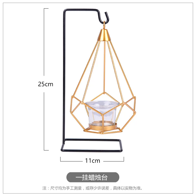 В скандинавском стиле, Золотая Геометрическая свеча, металлическая подсвечник, подсвечник с кованым железом, подвесная стойка, украшение для дома, ремесло - Цвет: A