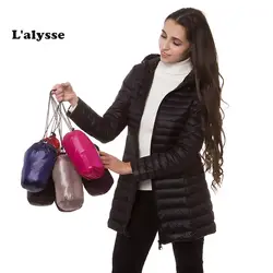 Lalysse 2019 зимняя женская ультра легкая пуховая куртка куртки с капюшоном на утином пуху теплое пальто с длинными рукавами парка Женская