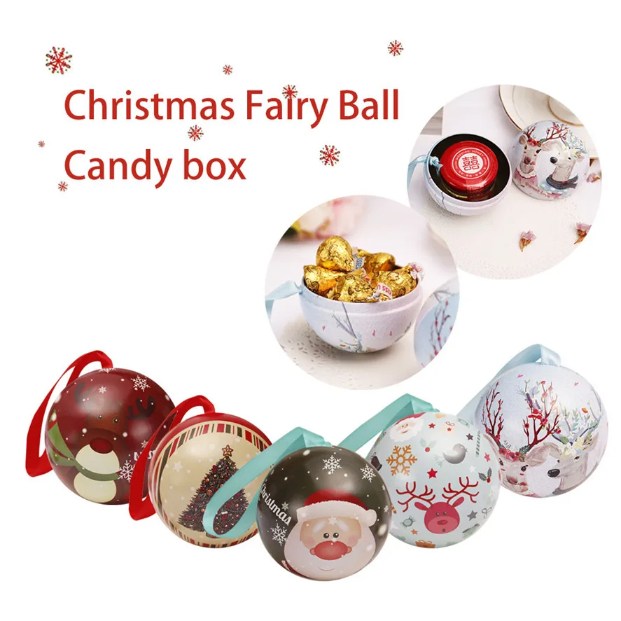 Новые Рождество конфеты можно 5 шт. белая жесть коробки для шариков Galaxy Оленей Санта-елка висячие украшения вечерние Рождественский подарок 30 - Цвет: Многоцветный