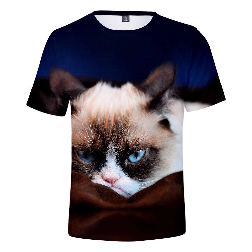 

New Net red Grumpy Cat t shirt 3D Print Summer Breathable Cool Wild Hot Children's wear Grumpy Cat shirt Size Plus