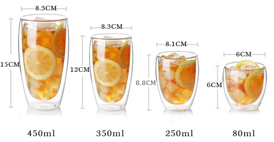 Transhome двойные стеклянные кофейные чашки 350 мл водка; вино с двойными стенками стаканы, бокалы, прозрачный ручной работы кофейная чашка для цветочного сока воды