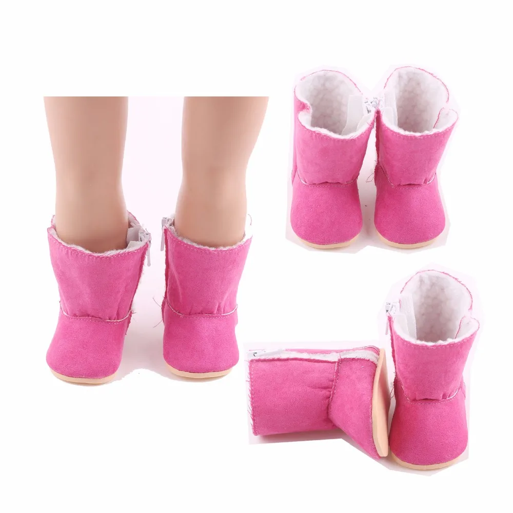 Cute Pink doll Winter shoes boots fit 18inch American girl dolls, best gift for Children b918in