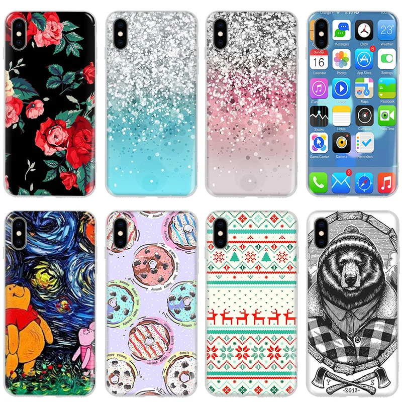 

Phone Case For iPhone SE 5S 5 S 6 6S 7 8 Plus Soft Silicone TPU Ultra Thin Cute Flower Back Cover For iPhone X XS Max XR Case