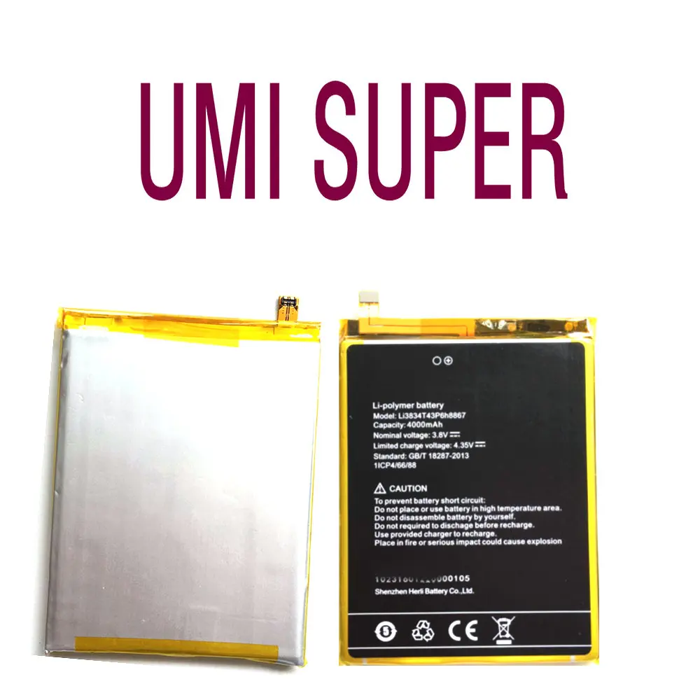 Высокое качество Замена батареи Li3834T43P6H8867 4000mAh Для Umi супер мобильного телефона |