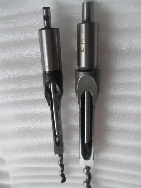 2pc 10mm 16mm Square Hole Saw Mortising Chisel w/ Twist Drill Bit Wood Tool
