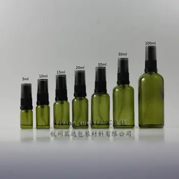 

100ml olive green Glass travel refillable perfume bottle with black plastic atomiser/sprayer,perfume container,perfume packing