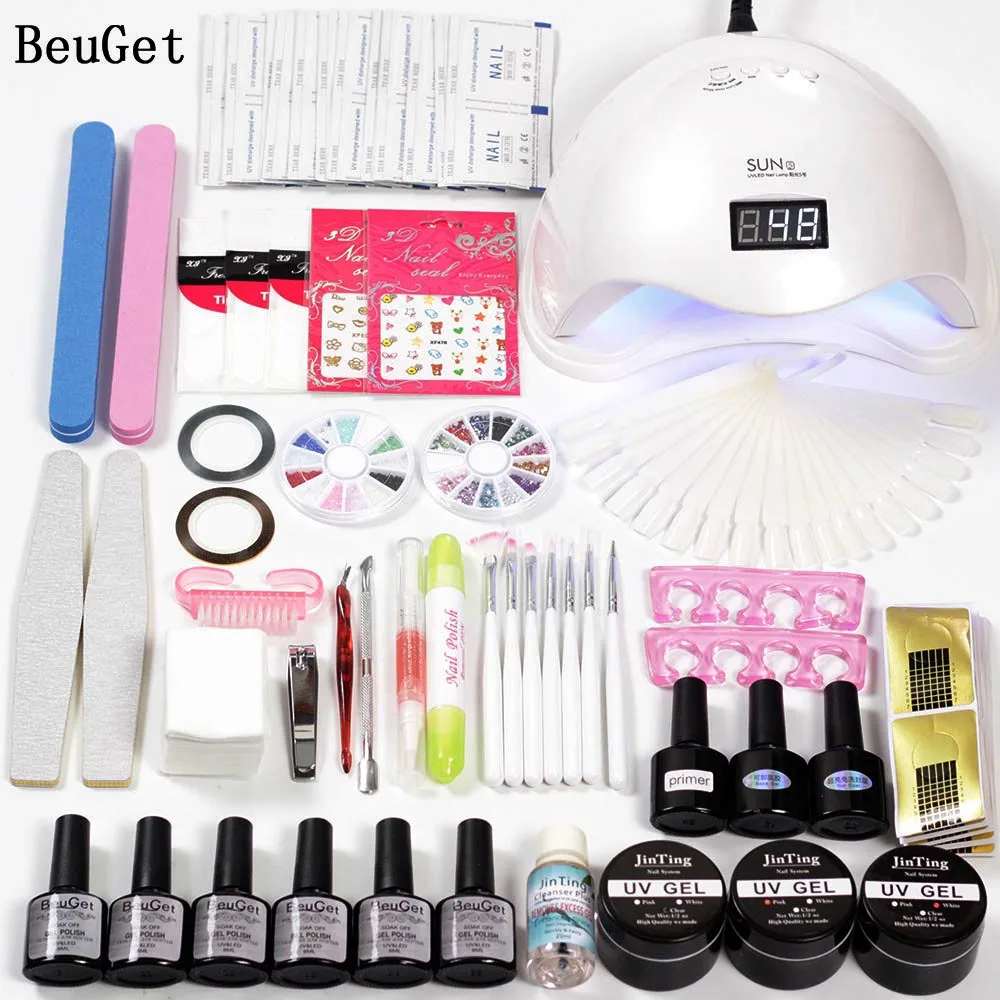 

6w/48w UV Lamp 6 Color Soak Off Gel Nail Top Coat Gel varnish Nail Polish Kit Manicure Set Gel Polish Nail Extension Set