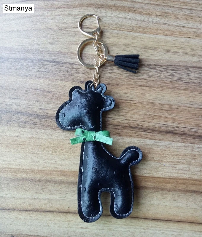 

Women Giraffe Key chain - New Imitation Leather KeyChain Bag Giraffe Car Key Ring Cute Keychains For Christmas gift #17001-1