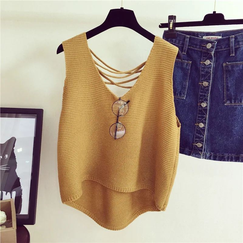 2017 Women Pullovers Spring Summer O Neck Sweater Vest Sleeveless Knit Female Cotton Soft Elastic Solid Colore | Женская одежда