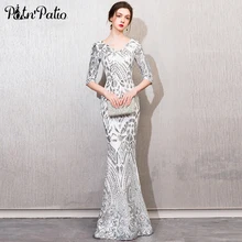 Сексуальное вечернее платье русалки с серебряными блестками для женщин, Длинные вечерние платья в пол с v-образным вырезом, Сексуальные вечерние платья