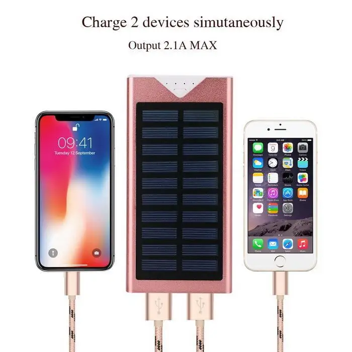 Солнечное зарядное устройство, водонепроницаемое, 20000 мА/ч, солнечное зарядное устройство, 2 usb порта, Внешнее зарядное устройство, зарядное устройство для смартфонов Xiaomi iPhone x 8