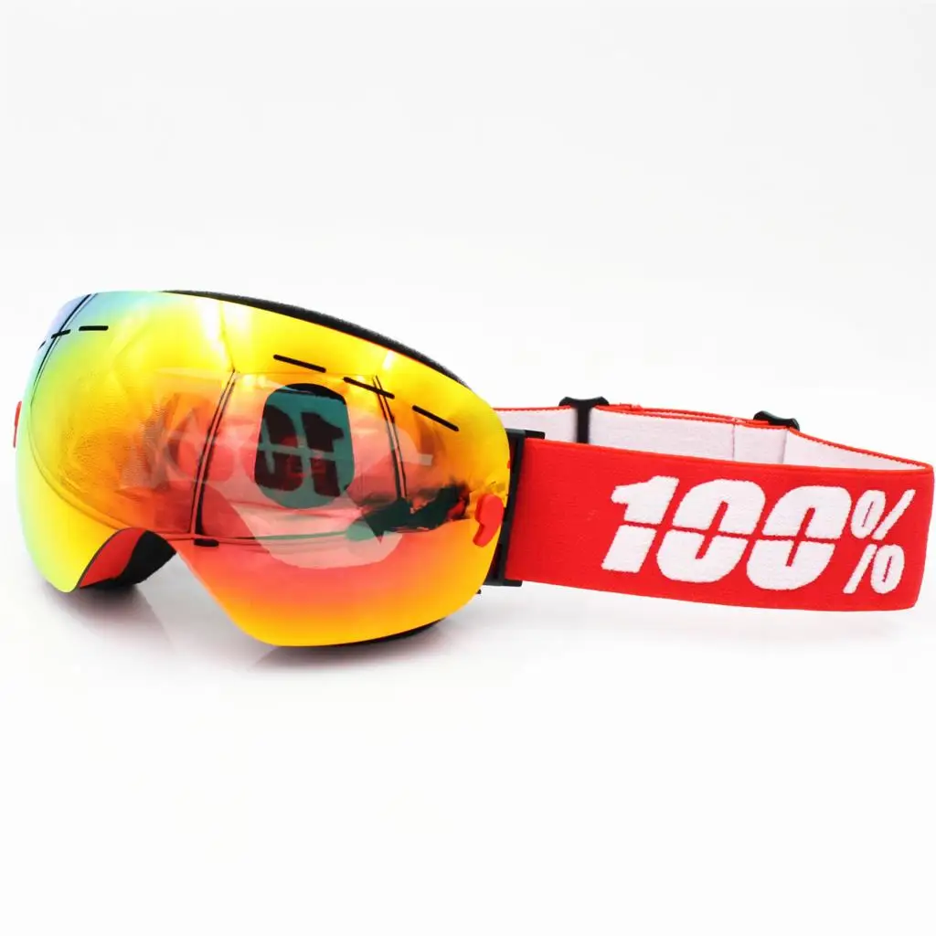 100 marca gafas de esquí doble capas UV400 anti-niebla gran máscara de esquí gafas de esquí de las mujeres de los hombres de nieve snowboard polarizado gafas