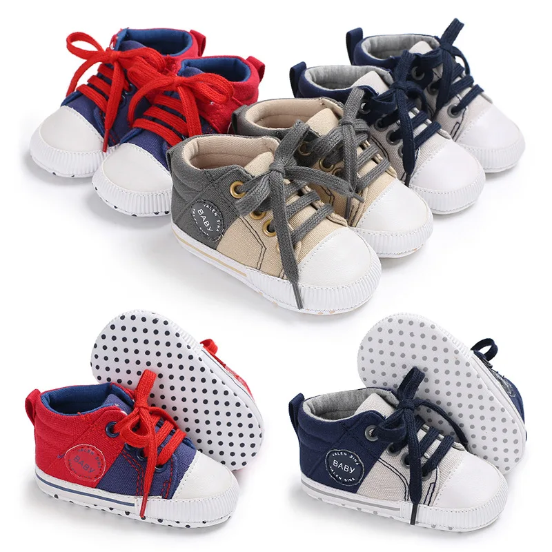 Новая спортивная парусиновая обувь, детская обувь для новорожденных мальчиков, первые ходунки для малышей, Мокасины с мягкой подошвой для детей 0-18 месяцев