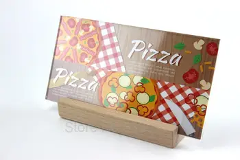 

200*100mm Acrylic Menu Display Wood Photo Picture Label Holder Card Display Rack Desk Sign Gradient Price Tag Frame Table Stand