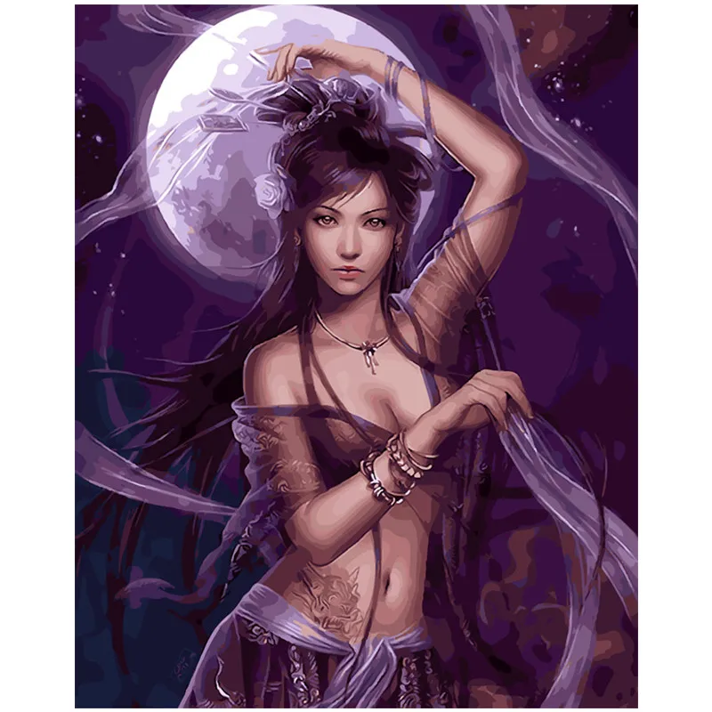 

Religion painting Traditional art Portrait painting by numbers goddess in the moon Office Decoration traditional Avalokitesvara