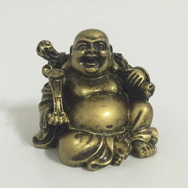 

Chinese FengShui Laughing Buddha Statue Sculptures CarvIing Bronze Color Home Garden Decoration Buddha Statues Figurines Gifts
