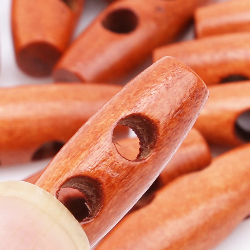 

50 Pcs/set Olive Shape Long 2 Holes Wooden Buttons Sewing Horn Toggle Buttons For Coat Cloth Accessories
