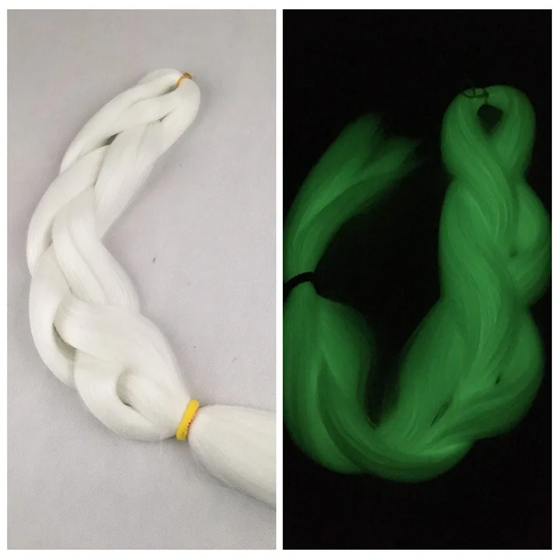 24inch 100g Glowing Hair Extensions Synthetic Jumbo Braids Shining Braiding Hair Glow Braid For Kids Event Party