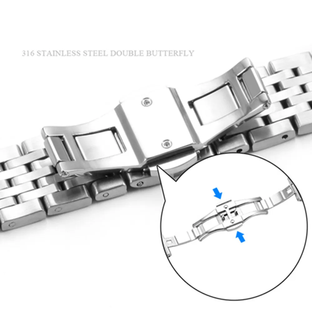19 мм 20 мм ремешок для часов 1853 T41 lelockle часы из нержавеющей стали ремешок браслет мужской Бабочка Пряжка ремешок для часов