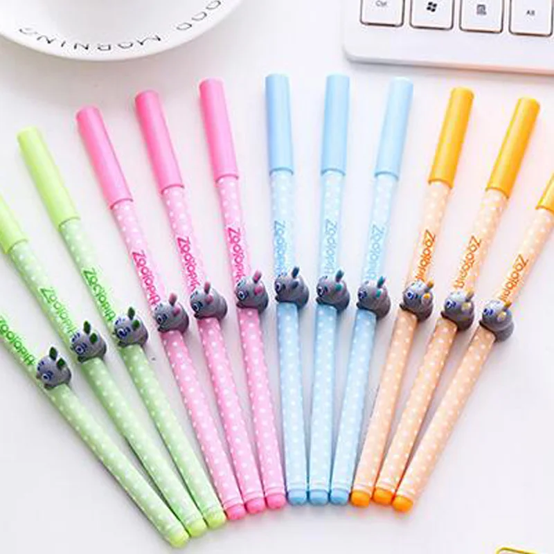

2pcs in Set Creative 3D Rabbit Gel Pen Fine Writing Black Inc Refill Signature Roll Pens Canetas For Children Toys Gift GP045