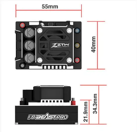 ZTW 1:8 Beast PRO SS 220A Turbo 6 в/7,4 В Регулируемый 8A BEC бесщеточный ESC водонепроницаемый полностью алюминиевый нагрев тонет для грузовика