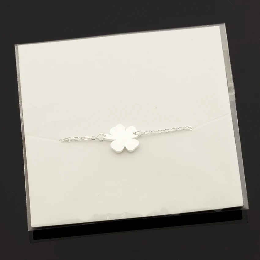 thumbnail image 2 of Sterling Silver Four Leave Clover Bracelet - Adjustable Clover Bracelet - Good Luck Bracelet 2 of 9