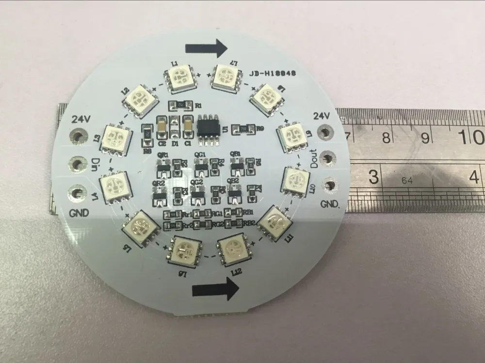 DC24V WS2811 Пиксельная адресация PCBA для девочек 12 предметов в наборе, 5050 SMD RGB светодиодный 66 мм диаметр; 2,88 W