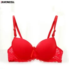 Женский кружевной бюстгальтер на косточках, нижнее белье, пуш-ап бюстгальтер с мягкими чашечками, 34A-36B