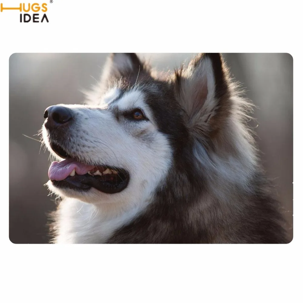 

HUGSIDEA Fashion Home Decor Living Room Door Carpets Funny 3D Dog Alaskan Malamute Printed Doormats Welcome Entrance Indoor Rugs