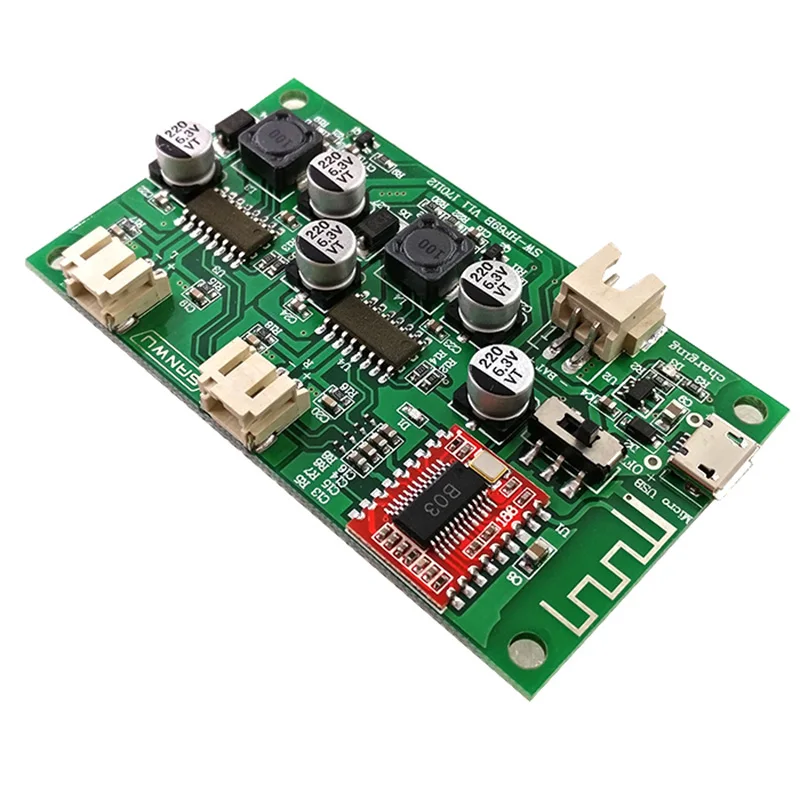 

2-Channel Stereo Bluetooth Digital Audio Power Amplifier Board 2X6W Speaker Audio Amplifiers Lithium Battery Powered