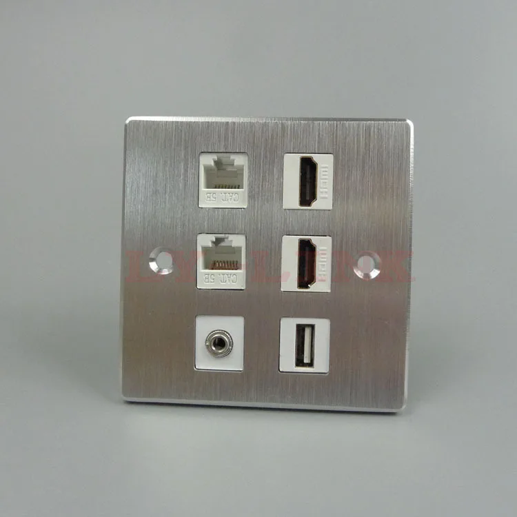 Алюминиевая настенная плата HDMI с 2 X RJ45 USB аудио 3 5 мм и поддержкой DIY|hdmi wall plate|wall