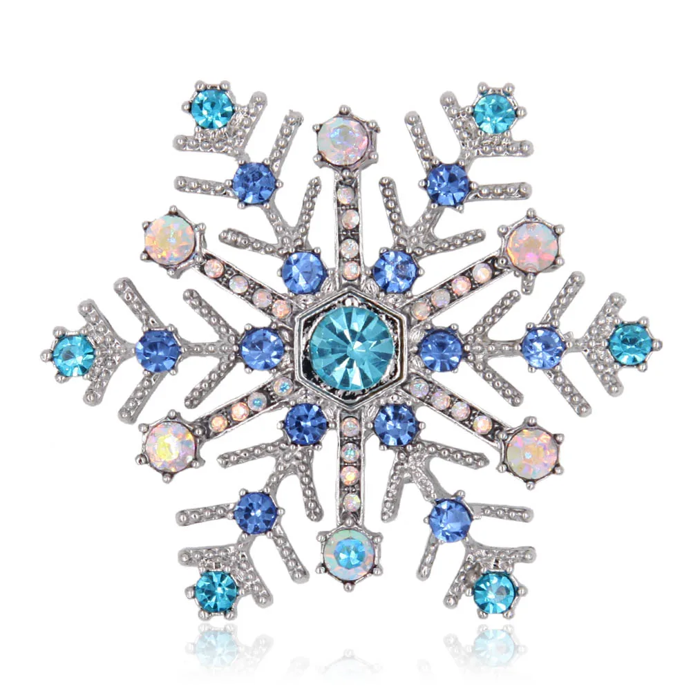 Christmas Crystal Rhinestone Snowflake Brooch Women Metal Flower Women Garment Fashion Jewelry