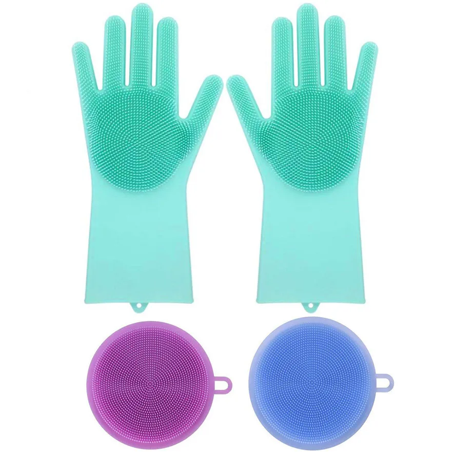 New Reusable Silicone Cleaning Glove 1Pair Magic Silicone Gloves